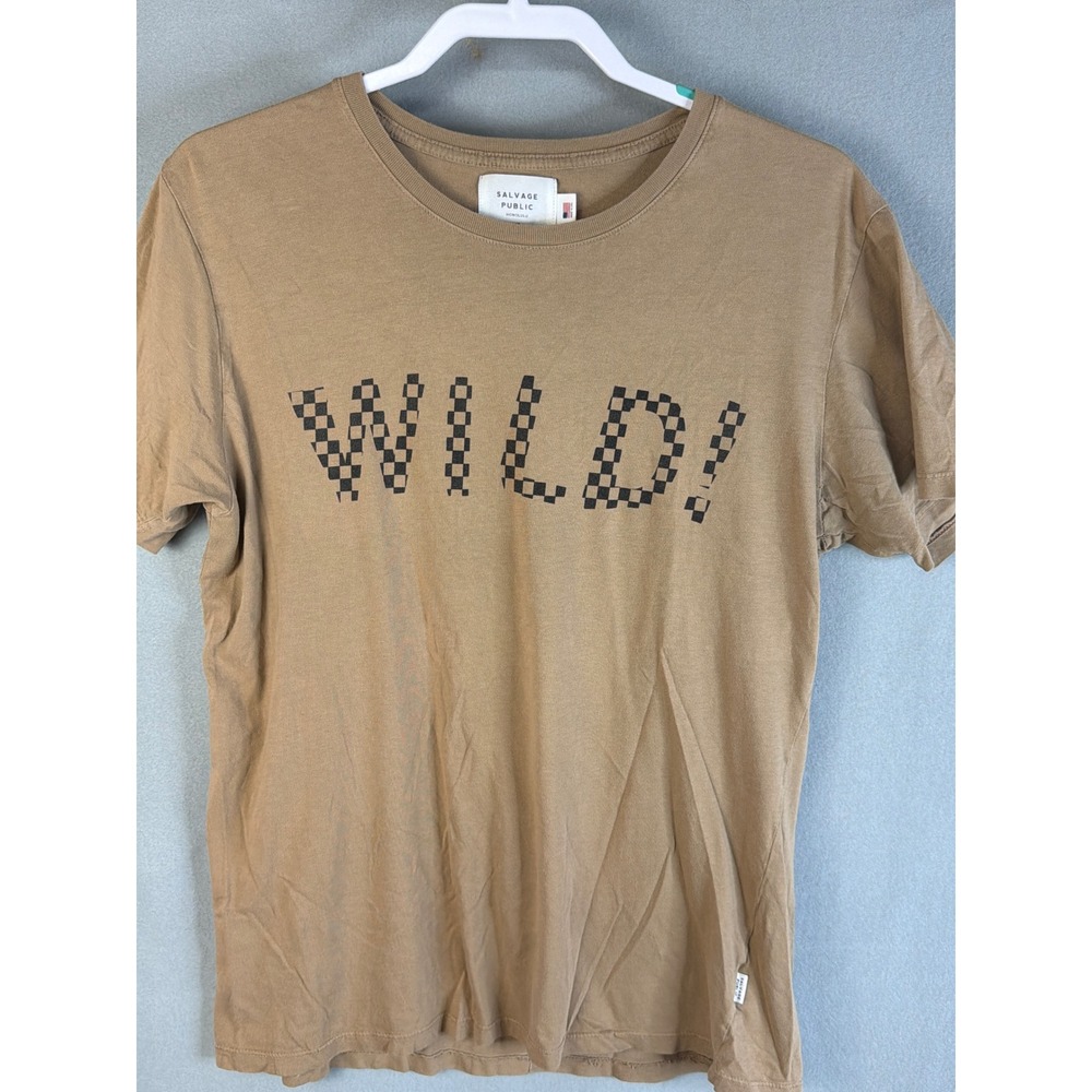 Salvage Public Honolulu Mens Wild Checkerboard Graphic T-Shirt Tan‎ Large USA